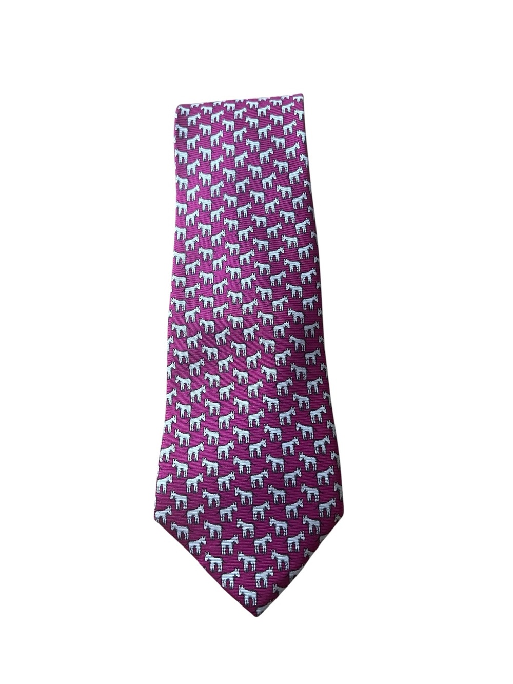 Cape Cod Neckwear Donkey Print Democratic Magenta & White Silk Tie 3.25” W